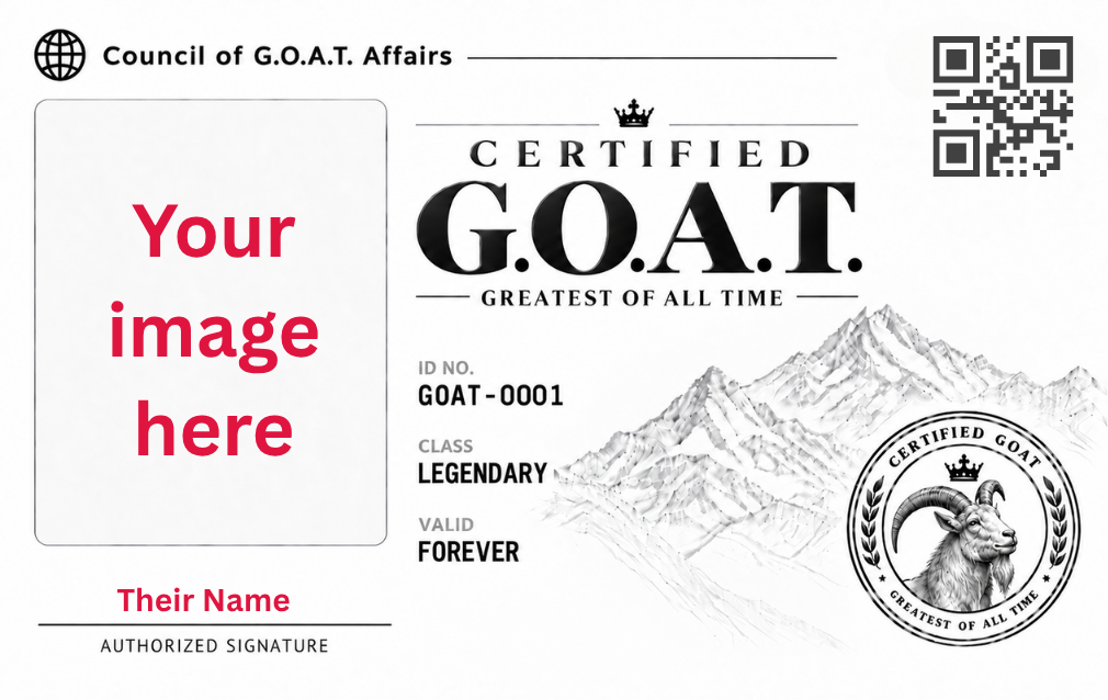 Anonymous G.O.A.T. license template — your image here